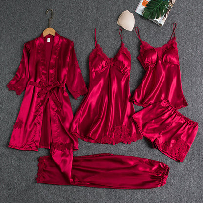 Danielle — 5-Piece Silk Lace Nightwear Set