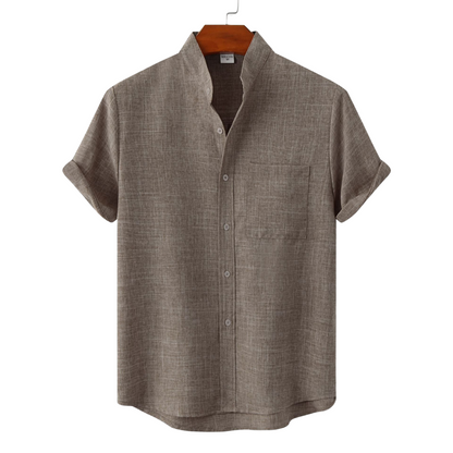 Benvario - Solid Cotton Shirt with Buttons