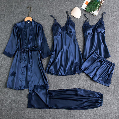 Danielle — 5-Piece Silk Lace Nightwear Set