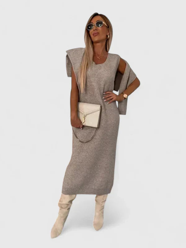 Cyralisse - Elegant Dress and Turtle Neck Sweater Set