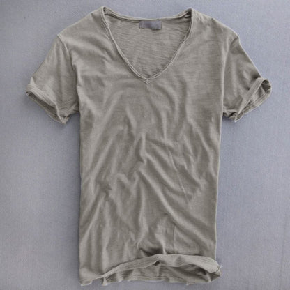 André Ferran Slub-Cotton V-Neck