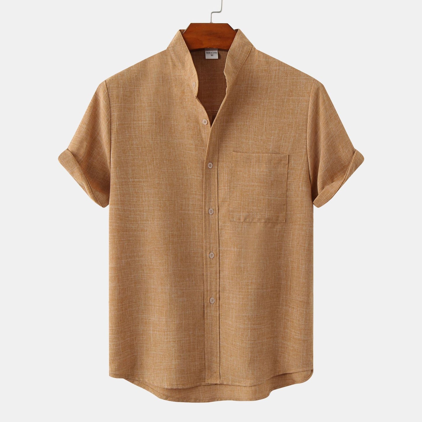 Benvario - Solid Cotton Shirt with Buttons