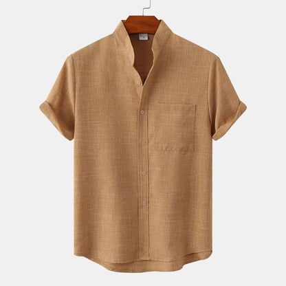 Benvario - Solid Cotton Shirt with Buttons