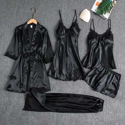 Danielle — 5-Piece Silk Lace Nightwear Set