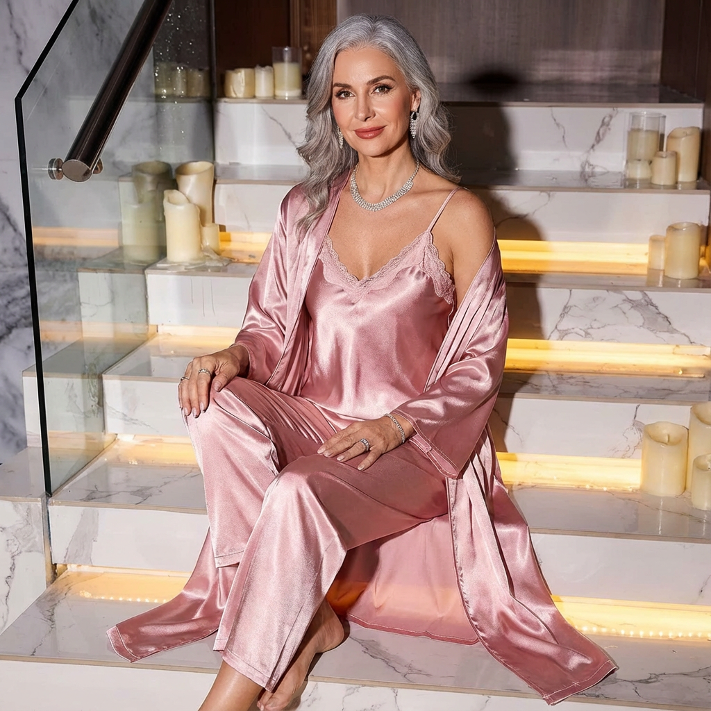 Chloe — 3-Piece Satin Robe Nightwear Set