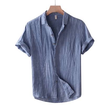 Scavero - Elegant Short Sleeve Button-Up Shirt