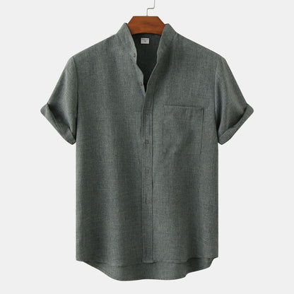 Benvario - Solid Cotton Shirt with Buttons