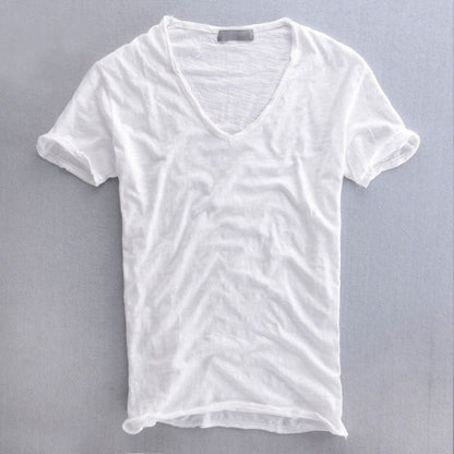 André Ferran Slub-Cotton V-Neck