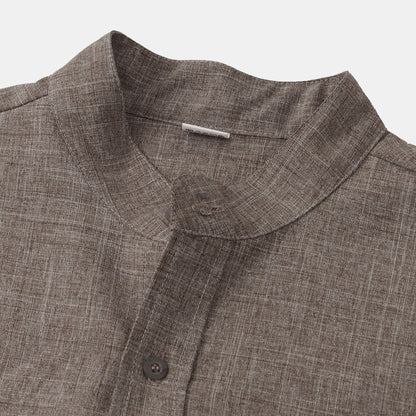 Benvario - Solid Cotton Shirt with Buttons