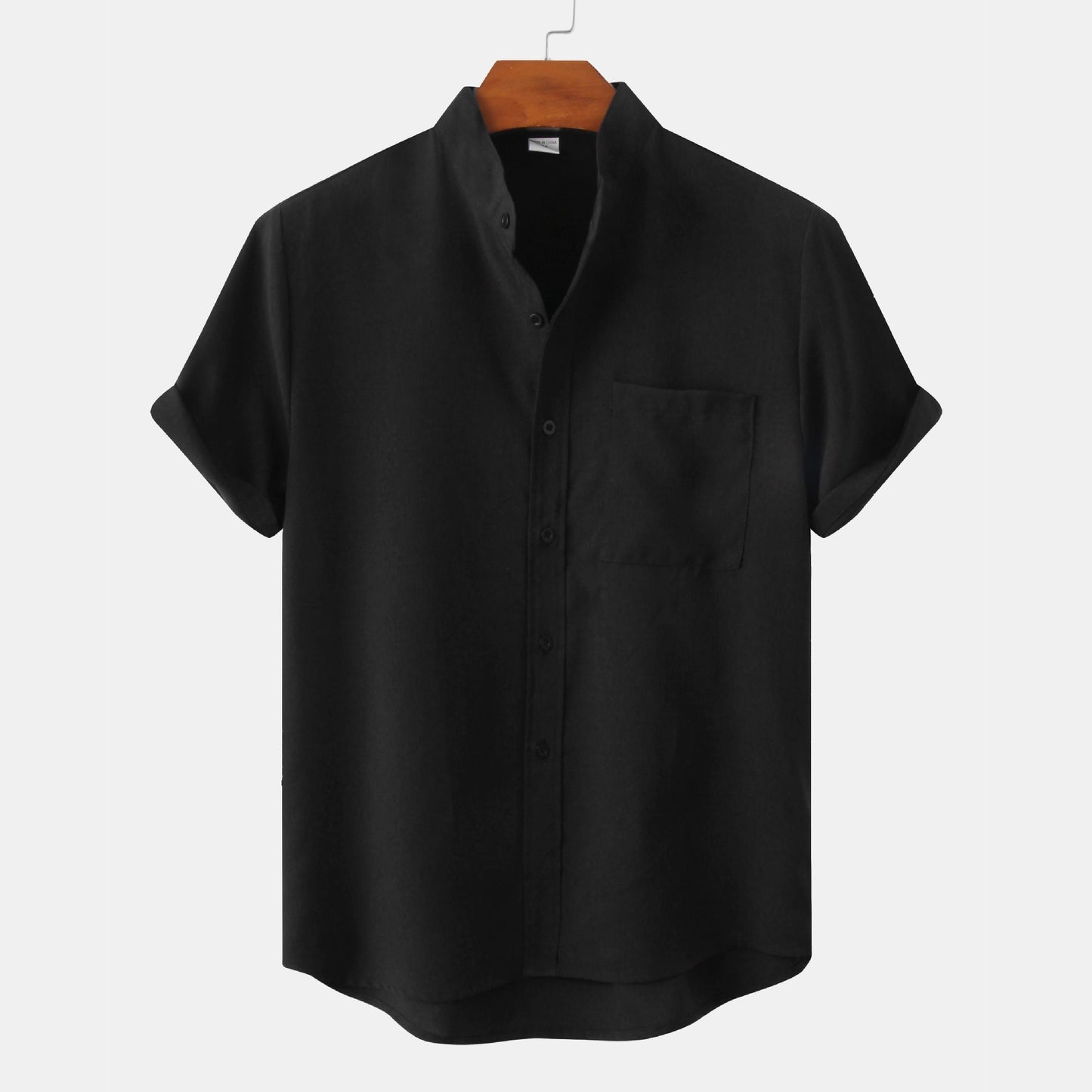 Benvario - Solid Cotton Shirt with Buttons