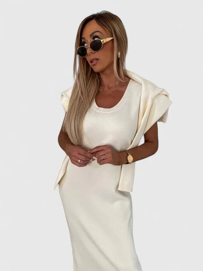 Cyralisse - Elegant Dress and Turtle Neck Sweater Set