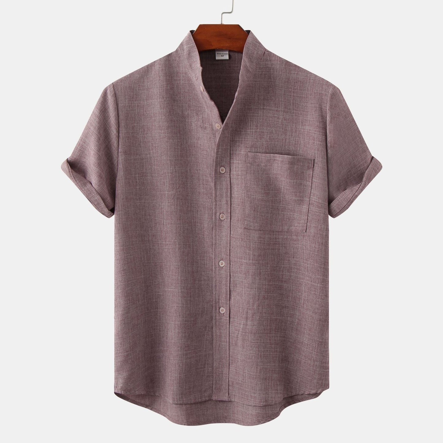 Benvario - Solid Cotton Shirt with Buttons