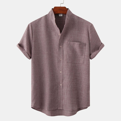 Benvario - Solid Cotton Shirt with Buttons