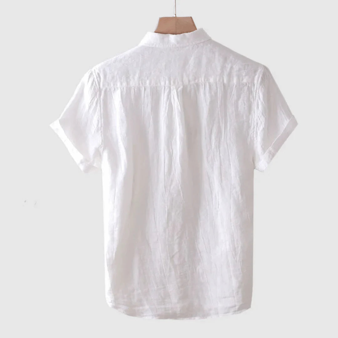 Scavero - Elegant Short Sleeve Button-Up Shirt