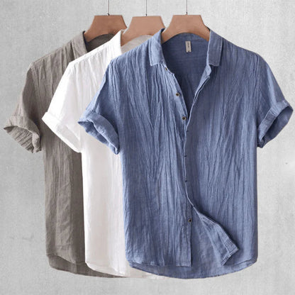 Scavero - Elegant Short Sleeve Button-Up Shirt