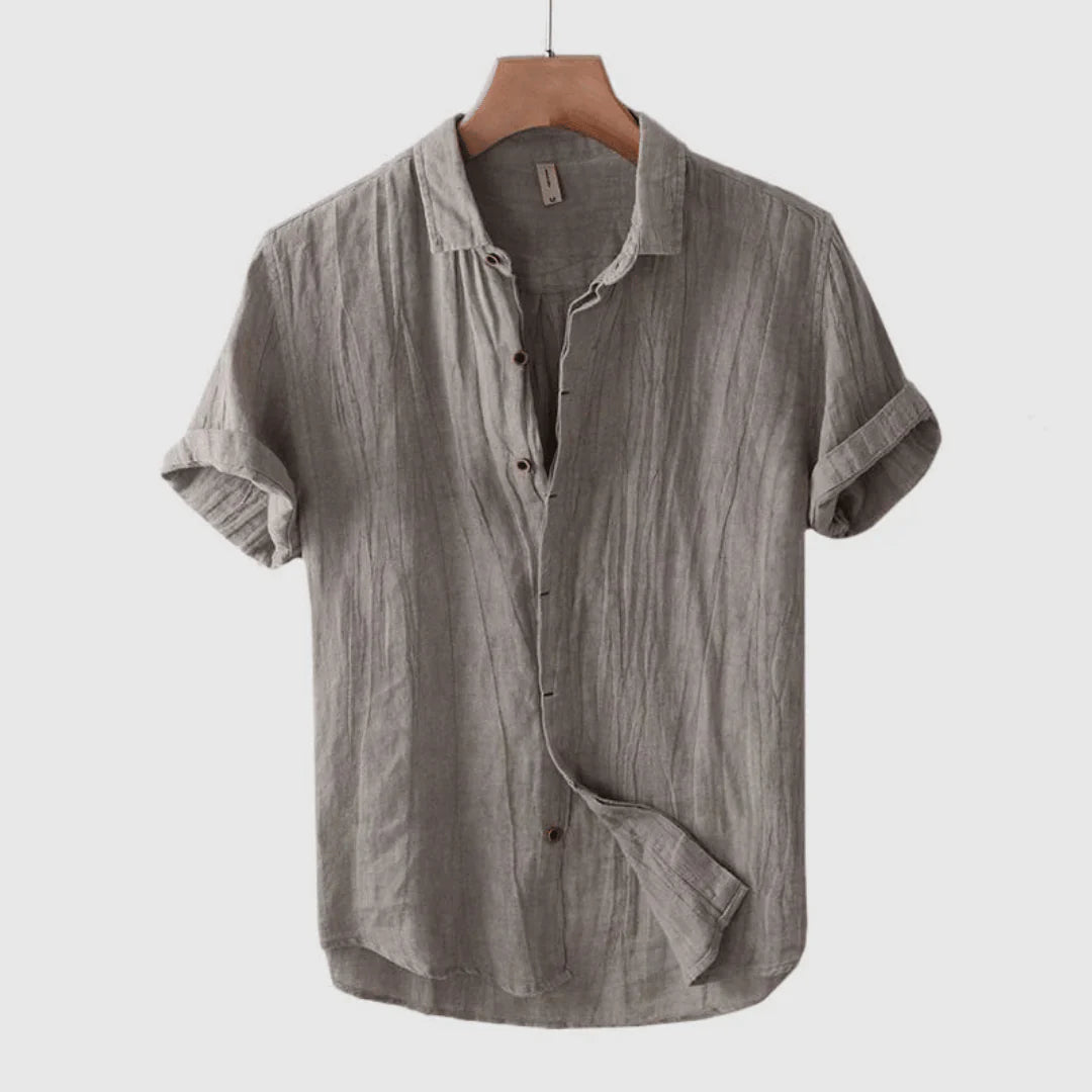 Scavero - Elegant Short Sleeve Button-Up Shirt