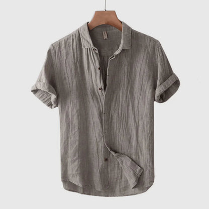Scavero - Elegant Short Sleeve Button-Up Shirt