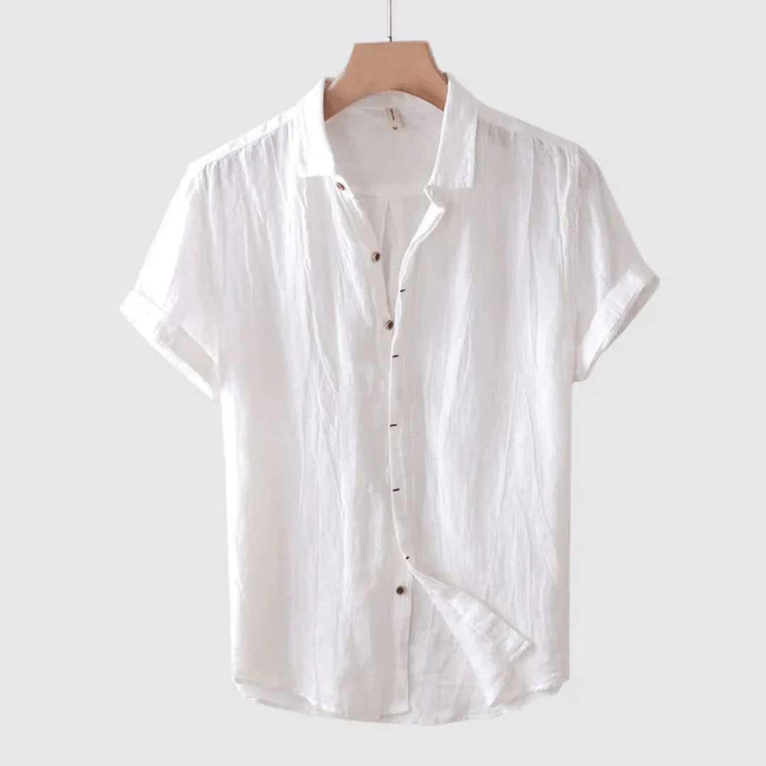 Scavero - Elegant Short Sleeve Button-Up Shirt