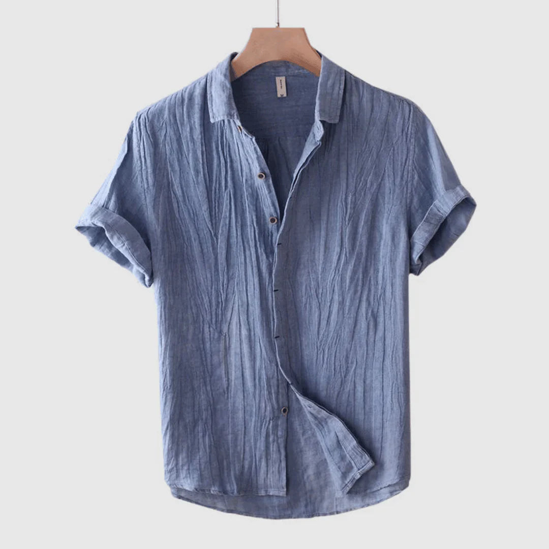 Scavero - Elegant Short Sleeve Button-Up Shirt