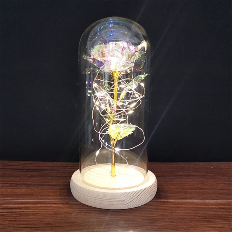 Isabella™ Rosa Eterna con Luces LED en Cúpula de Cristal