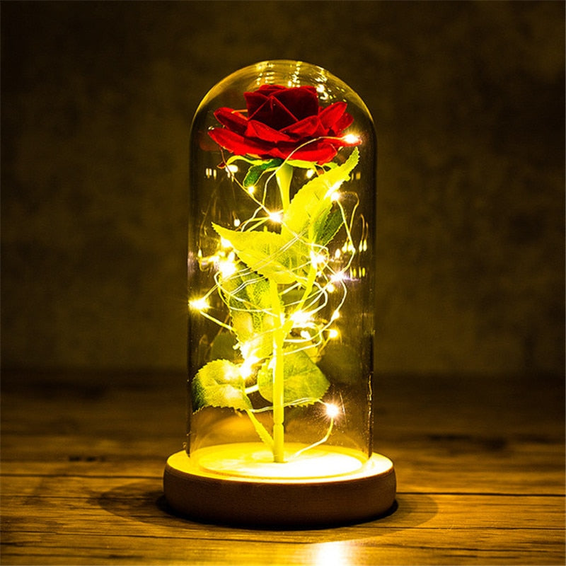 Isabella™ Rosa Eterna con Luces LED en Cúpula de Cristal
